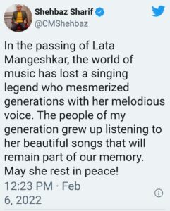 पीएमएल के नेता शहबाज शरीफ का ट्वीट।